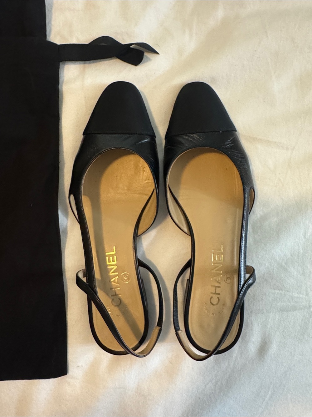 CHANEL Black Slingback Heels